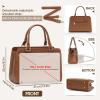 imageRAINSMORE Purses for Women Satchel Purse PU Leather Structured Work Handbag with Bowknot and Shoulder Strap Fits 11 iPadBrown