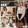 imageRAINSMORE Purses for Women Satchel Purse PU Leather Structured Work Handbag with Bowknot and Shoulder Strap Fits 11 iPadBrown