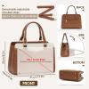 imageRAINSMORE Purses for Women Satchel Purse PU Leather Structured Work Handbag with Bowknot and Shoulder Strap Fits 11 iPadBrownwhite