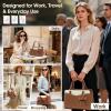 imageRAINSMORE Purses for Women Satchel Purse PU Leather Structured Work Handbag with Bowknot and Shoulder Strap Fits 11 iPadBrownwhite