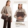 imageRAINSMORE Purses for Women Satchel Purse PU Leather Structured Work Handbag with Bowknot and Shoulder Strap Fits 11 iPadCoffee