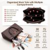 imageRAINSMORE Purses for Women Satchel Purse PU Leather Structured Work Handbag with Bowknot and Shoulder Strap Fits 11 iPadCoffee