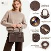 imageRAINSMORE Purses for Women Satchel Purse PU Leather Structured Work Handbag with Bowknot and Shoulder Strap Fits 11 iPadCoffee