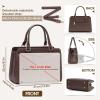 imageRAINSMORE Purses for Women Satchel Purse PU Leather Structured Work Handbag with Bowknot and Shoulder Strap Fits 11 iPadCoffee