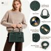 imageRAINSMORE Purses for Women Satchel Purse PU Leather Structured Work Handbag with Bowknot and Shoulder Strap Fits 11 iPadDark Green