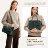 imageRAINSMORE Purses for Women Satchel Purse PU Leather Structured Work Handbag with Bowknot and Shoulder Strap Fits 11 iPadDark Green