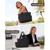 imageRAINSMORE Work Tote Bag for Women Puffer Laptop Tote Bag for Teacher Large Lightweight Quilted Travel Bag with Cup HolderBlack