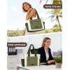 imageRAINSMORE Work Tote Bag for Women Puffer Laptop Tote Bag for Teacher Large Lightweight Quilted Travel Bag with Cup HolderCreamgreen