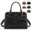 imageRAINSMORE Purses for Women Satchel Purse PU Leather Structured Work Handbag with Bowknot and Shoulder Strap Fits 11 iPadBlack