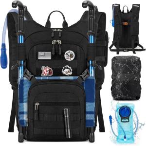 imageRAINSMORE Tactical Hydration Backpack 18L with 2L Water Bladder  Insulated Military Daypack for Hiking Rucking Commuting  Waterproof MOLLE Pack for Men Women Cycling Camping RunningBlack