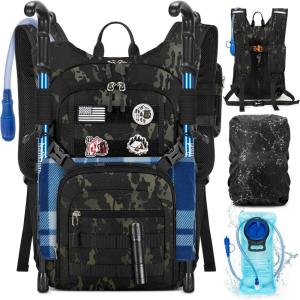 imageRAINSMORE Tactical Hydration Backpack 18L with 2L Water Bladder  Insulated Military Daypack for Hiking Rucking Commuting  Waterproof MOLLE Pack for Men Women Cycling Camping RunningArmy Green