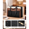 image:imageRAINSMORE Laptop Bag for Women 156 Inch Waterresistant Leather Work Tote Large Professional Business Office BriefcaseBlack and Brown With White