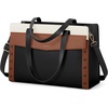 image:imageRAINSMORE Laptop Bag for Women 156 Inch Waterresistant Leather Work Tote Large Professional Business Office BriefcaseBlack and Brown With White