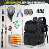image:imageRAINSMORE 45L Fishing Backpack with Rod Holders amp Rain Cover Large 900D Waterresistant Fishing Tackle Bag Store Fishing GearBlack Blue Camouflage