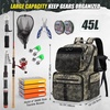 image:imageRAINSMORE 45L Fishing Backpack with Rod Holders amp Rain Cover Large 900D Waterresistant Fishing Tackle Bag Store Fishing GearDigital Camouflage