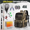 image:imageRAINSMORE 45L Fishing Backpack with Rod Holders amp Rain Cover Large 900D Waterresistant Fishing Tackle Bag Store Fishing GearKhaki Camouflage