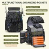 image:imageRAINSMORE Fishing Backpack 45L Large Fishing Bag with 4 Rod Holders amp Insulated Cooler Professional Fishing Tackle Backpack with Rain Cover Waterproof Tackle Bag for Men Gift KhakiBlack Camouflage