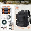 image:imageRAINSMORE Fishing Backpack with Rod Holders amp Cooler 40L Water Resistant Tackle Backpack with Rain Cover Store Fishing GearBlack