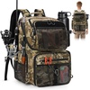 image:imageRAINSMORE 45L Fishing Backpack with Rod Holders amp Rain Cover Large 900D Waterresistant Fishing Tackle Bag Store Fishing GearKhaki Camouflage