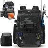 image:imageRAINSMORE Fishing Backpack 45L Large Fishing Bag with 4 Rod Holders amp Insulated Cooler Professional Fishing Tackle Backpack with Rain Cover Waterproof Tackle Bag for Men Gift KhakiGrey Camouflage