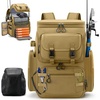 image:imageRAINSMORE Fishing Backpack 45L Large Fishing Bag with 4 Rod Holders amp Insulated Cooler Professional Fishing Tackle Backpack with Rain Cover Waterproof Tackle Bag for Men Gift KhakiKhaki