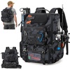 image:imageRAINSMORE Fishing Backpack with Rod Holders amp Cooler 40L Water Resistant Tackle Backpack with Rain Cover Store Fishing GearCamouflage