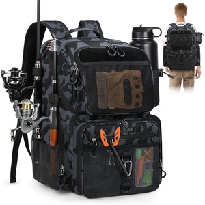 image:imageRAINSMORE 45L Fishing Backpack with Rod Holders amp Rain Cover Large 900D Waterresistant Fishing Tackle Bag Store Fishing GearBlack Blue Camouflage
