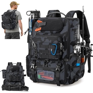 image:imageRAINSMORE Fishing Backpack with Rod Holders amp Cooler 40L Water Resistant Tackle Backpack with Rain Cover Store Fishing GearCamouflage