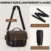 image:imageRAINSMORE Camera Bag Vintage Canvas Camera Sling Bag Small Waterproof DSLR SLR Mirrorless Crossbody Camera Case for Photographers with Rain Cover amp Tripod Holder for Sony Canon Nikon Fujifilm KhakiBlack
