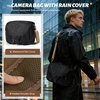 image:imageRAINSMORE Camera Bag Vintage Canvas Camera Sling Bag Small Waterproof DSLR SLR Mirrorless Crossbody Camera Case for Photographers with Rain Cover amp Tripod Holder for Sony Canon Nikon Fujifilm KhakiKhaki