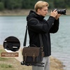 image:imageRAINSMORE Camera Bag Vintage Canvas Camera Sling Bag Small Waterproof DSLR SLR Mirrorless Crossbody Camera Case for Photographers with Rain Cover amp Tripod Holder for Sony Canon Nikon Fujifilm KhakiBlack