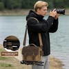 image:imageRAINSMORE Camera Bag Vintage Canvas Camera Sling Bag Small Waterproof DSLR SLR Mirrorless Crossbody Camera Case for Photographers with Rain Cover amp Tripod Holder for Sony Canon Nikon Fujifilm KhakiKhaki