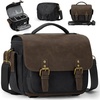 image:imageRAINSMORE Camera Bag Vintage Canvas Camera Sling Bag Small Waterproof DSLR SLR Mirrorless Crossbody Camera Case for Photographers with Rain Cover amp Tripod Holder for Sony Canon Nikon Fujifilm KhakiBlack