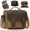 image:imageRAINSMORE Camera Bag Vintage Canvas Camera Sling Bag Small Waterproof DSLR SLR Mirrorless Crossbody Camera Case for Photographers with Rain Cover amp Tripod Holder for Sony Canon Nikon Fujifilm KhakiKhaki
